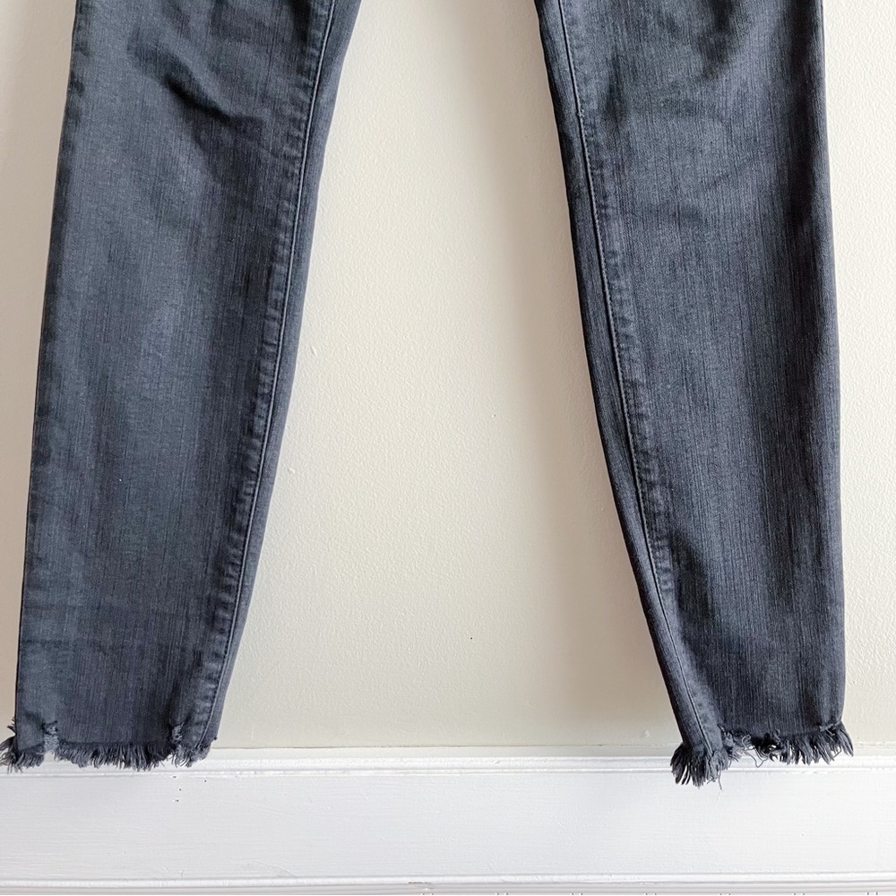 Madewell 9” Mid-Rise Skinny Black Jeans Button Fly Raw Hem, Size 24 - Picture 9 of 15